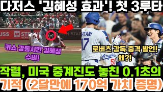 다저스 '김혜성 효과'! 첫 3루타 작렬, 미국 중계진도 놓친 0.1초의 기적 (2달만에 170억 가치 증명)