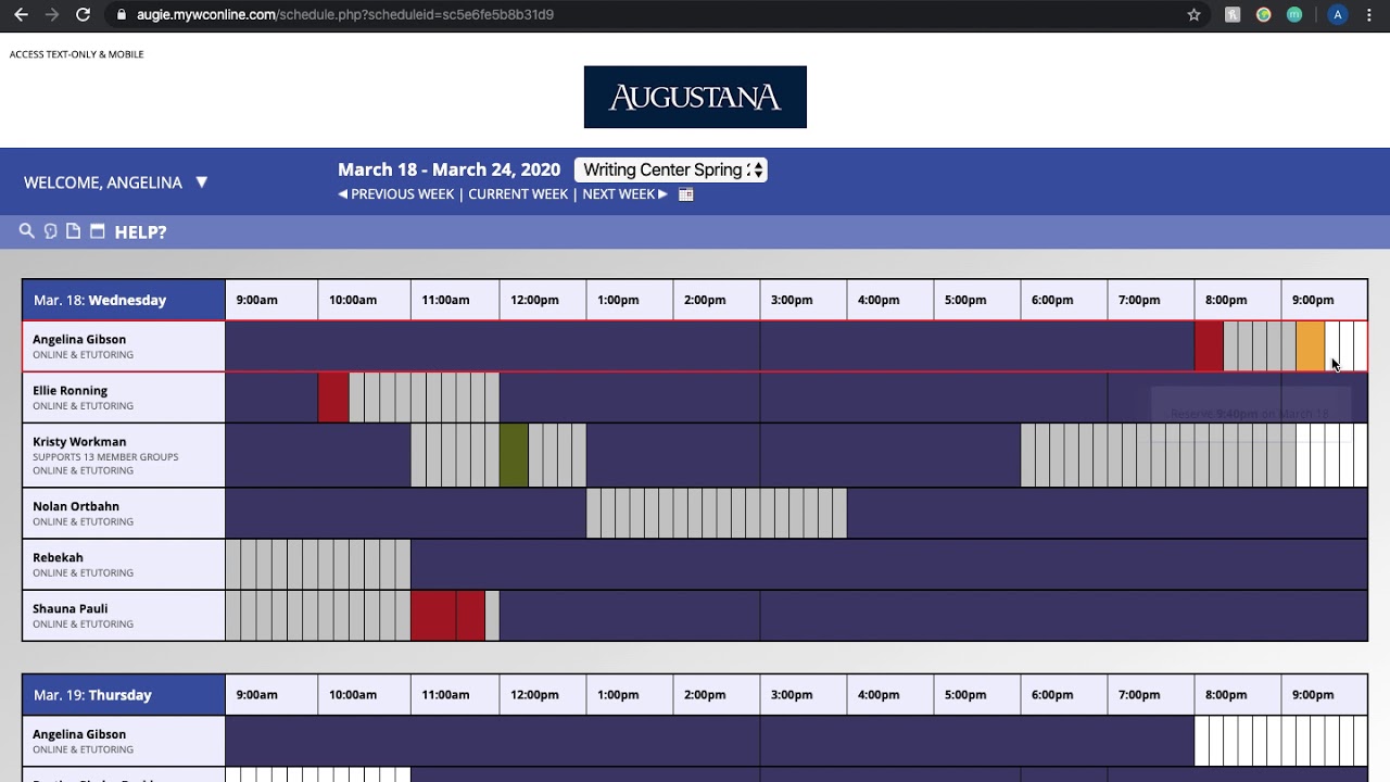 Wc Online Appointment Tutorial For Augustana Writing Center Youtube