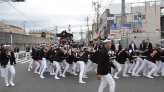 和泉市府中だんじり祭り試験曳き（2014年10月5日）市辺町　やり廻し