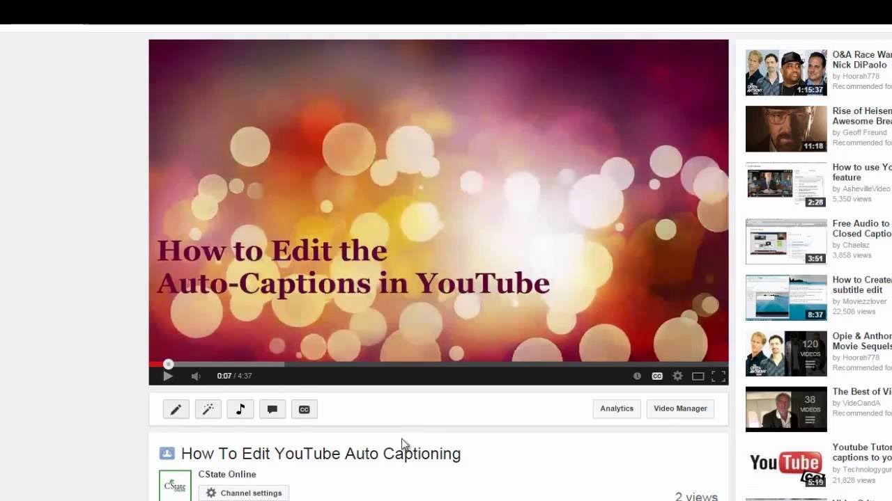 How To Edit Automatic Captions In Youtube For Cincinnati State