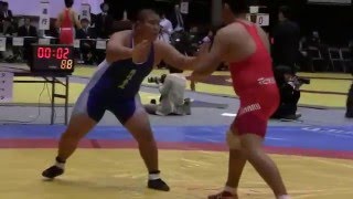 全国選抜レスリング個人120kg4回戦　岡倫之(花咲徳栄)ｖｓ宇野信之(隠岐養護)