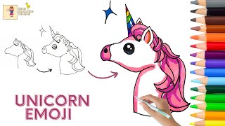 How To Draw The Unicorn Emoji Easy 🦄 | Step by Step Drawing - Unicorn Emoji