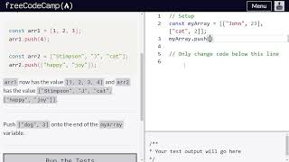 Manipulate Arrays With push()- Freecodecamp.org | Video 44 | Basic JavaScript