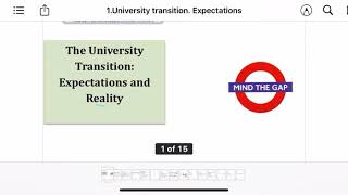 Lecture 1: The University Transition, Expectations and Reality | LRSK-141