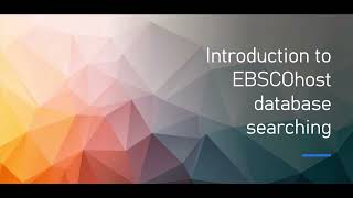 Introduction to EBSCOhost database searching