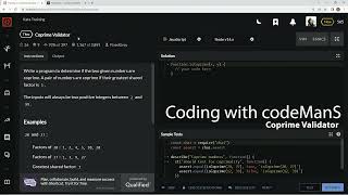 Codewars 7 kyu Coprime Validator JavaScript