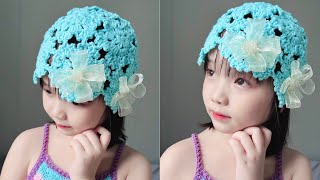 Crochet Flower Hat 👒 Móc nón ghép hoa tuyết ❄️ phối hoa ruy băng xinh xắn