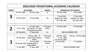 GES 2025 / 2026 Academic calendar for SHS schools
