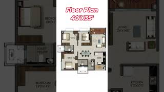 40 X 35 HOUSE PLAN,40 BY 35 HOME PLAN,3BHK PLAN #shorts  #homedesign #gharkanaksha #trendingshorts