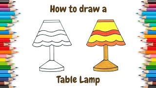 How to draw a Table Lamp step by step | Lamp drawing for kids | Table Lamp Drawing Easy