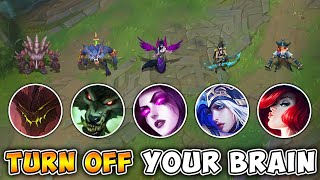 WE PLAYED THE 5 MOST BRAINLESS CHAMPS IN THE GAME!! (TURN OFF YOUR BRAIN)