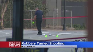 Police shot a person suspected of robbery Wednesday in Hollywood