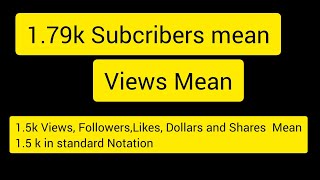 1.79k Subcribers mean||1.79kViews, Followers,Likes, Dollars Mean||1.79 k in standard Notation