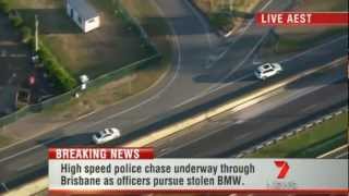 Brisbane High Speed Car Chase Live Footage from Ch7 - April 9th 2012