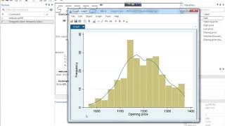 Histogram of continuous variable with frequencies and overlaid kernel density estimate