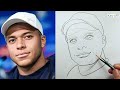 How to draw Kylian Mbappe's face ( Easy pencil sketch tutorial ) #kylianmbappé