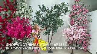 ShopWildThings Lifesize Artificial Ficus Tree 10 Feet Tall with Interchangeable Branches