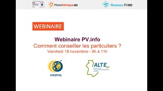 [Webinaire PV.info] Comment conseiller les particuliers ? - vendredi 18 novembre - 9h-11h