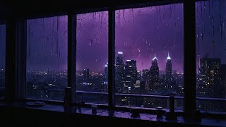 Captivating Rainy Metropolis - Immersive Window Rain Experience