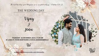 JINU \u0026 VIJAY | WEDDING LIVE WEBCAST | 26-12-2024 | THE WEDMAKER