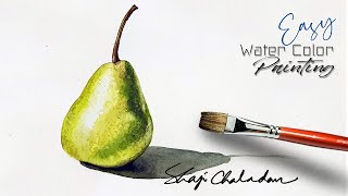 How to Paint a Pear | Light & Shadow | 5 min | Watercolor - Beginner | Primary Colors only