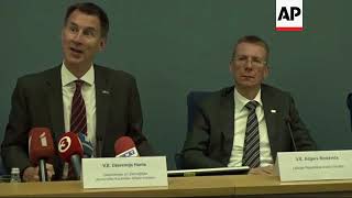 Latvian FM Edgars Rinkevics meets British Foreign Secretary Jeremy Hunt