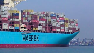 Containership ESTELLE MAERSK arriving at the Port of Felixstowe 15/4/22