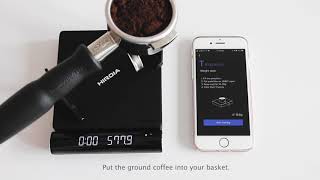 Jimmy scale Hiroia: How to use the scale via App? Here: Training Mode - Espresso