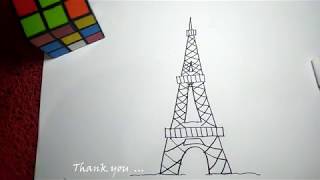 How to draw eiffel tower simple