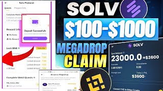 Binance New Mega SOLV Airdrop | SOLV Airdrop $1000 Claim on Binance | Binance megadrop solv protocol