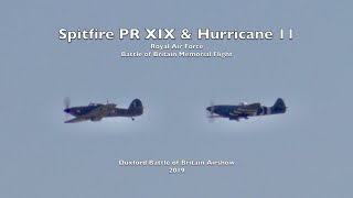 BBMF Spitfire PR XIX \u0026 Hurricane II - Duxford Battle of Britain Airshow 2019