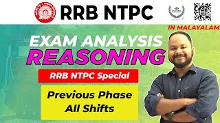 RRB NTPC Exam Analysis Reasoning | Previous Phases All Shift Questions | Malayalam | Asked Questions