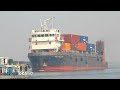 container vessel crossing sapl river terminal and heading to pangaon inland container port