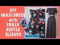 HOWTO DIY MAXI DRESS with RUFFLE SLEEVES, BOATNECK  | SEW ALONG | SEWING FOR BEGINNERS