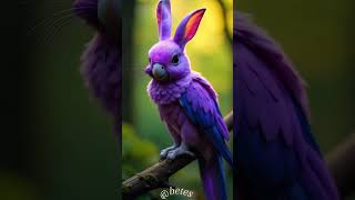 Enchanted Purple Hybrid: A Fusion of Bunny and Parrot #nature #ai #birdslover #shorts