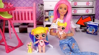 Barbie Doll LOL Family Baby Goldie gets a NEW Lil Sister!  Bedtime Routine!