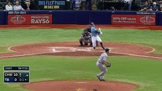 CWS@TB: Guyer doubles to left, ends the no-hit bid