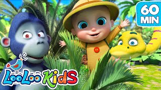 🌴 1-Hour Jungle Adventure: Down in the Jungle and More LooLoo Kids Fun for Preschool! 🎶