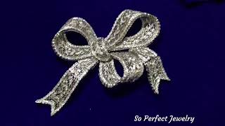 Diamonds \u0026 white gold bow brooch