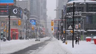 After Big Snow Storm in Toronto Downtown 4K Walk on Empty Streets