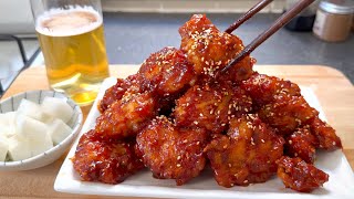 Sweet and Spicy Korean Fried Chicken [Yangnyeom Chicken] やみつきヤンニョムチキン。カリッとジューシー、甘辛ダレに絡めてビールが進む！