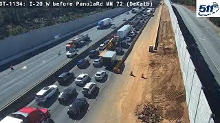 I-20 West shut down in DeKalb County after multi-vehicle crash