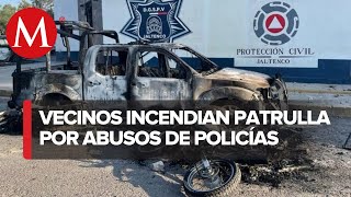 Vecinos queman dos patrullas por presunta extorsión, Edomex