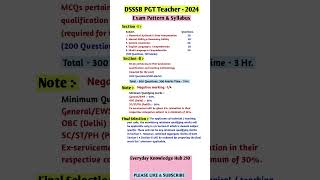 DSSSB PGT Teacher New Syllabus 2024 |Dsssb exam pattern \u0026 syllabus 2024 #dssb #pgt #dssbpgt #teacher