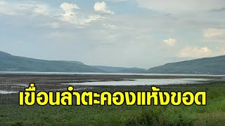 ภัยแล้งสุดวิกฤต เขื่อนลำตะคองแห้งขอด จนถนนประวัติศาสตร์โผล่ กลายเป็นที่เลี้ยงสัตว์ชาวบ้าน