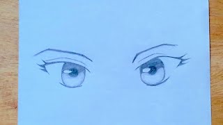 How to draw Anime Eyes - Step by Step || Pencil sketch Tutorial for beginners || Manga eyes drawing