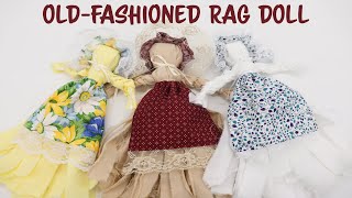 Old Fashioned Rag Doll with Sewn Accessories INSTRUCTIONS. Free Pattern, easy, pioneer, crafts, camp