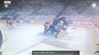 Schiefele Brutal Hit on Evans, slow-motion. Winnipeg vs Montreal, Game 1