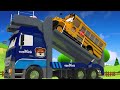 appmink make a toy carrier truck with crane truck school bus and hot air balloon