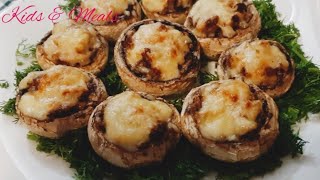 🔴PENDİRLİ GÖBƏLƏK🍄Stuffed mushrooms recipe #mantartarifleri #gobelek #kıymalımantar